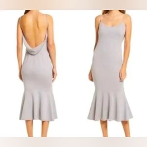 New Katie May Dress Womens Medium Twirl Drape Back Dove Grey